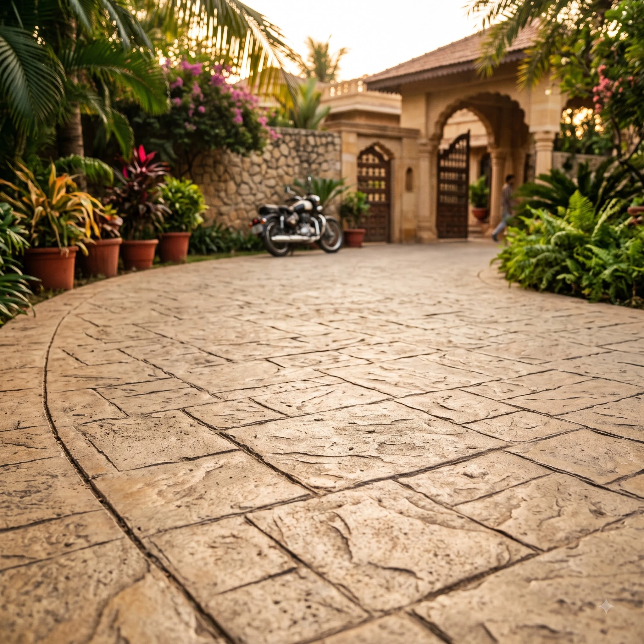 Beige Stamped Concrete Flooring - Image 3