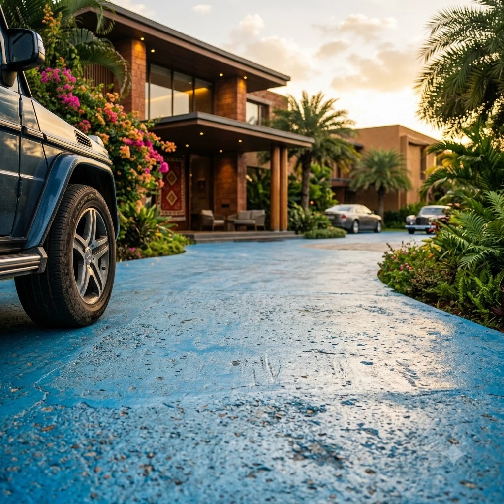Sky Blue Plain Concrete Flooring - Image 2