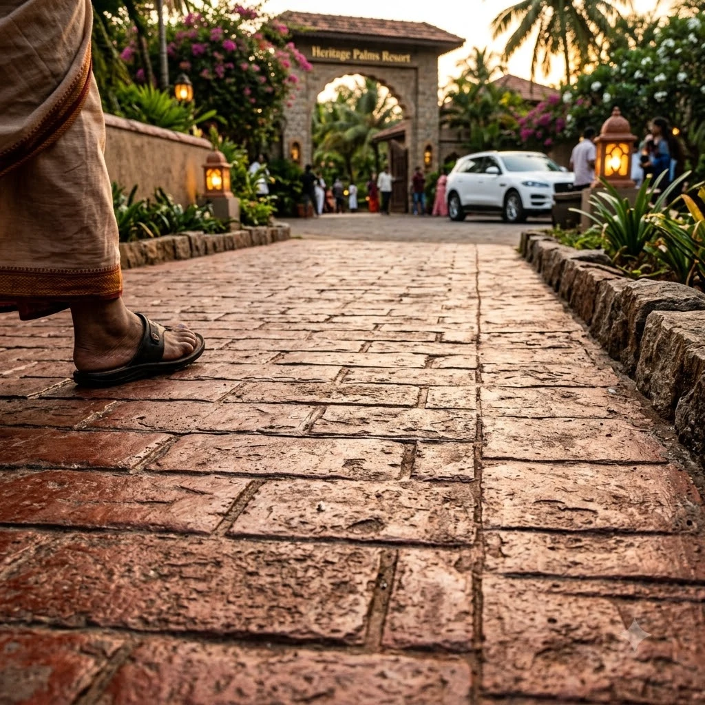 Brick Red Stamped Concrete Flooring - Image 2