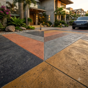 Color Blocked Concrete Flooring