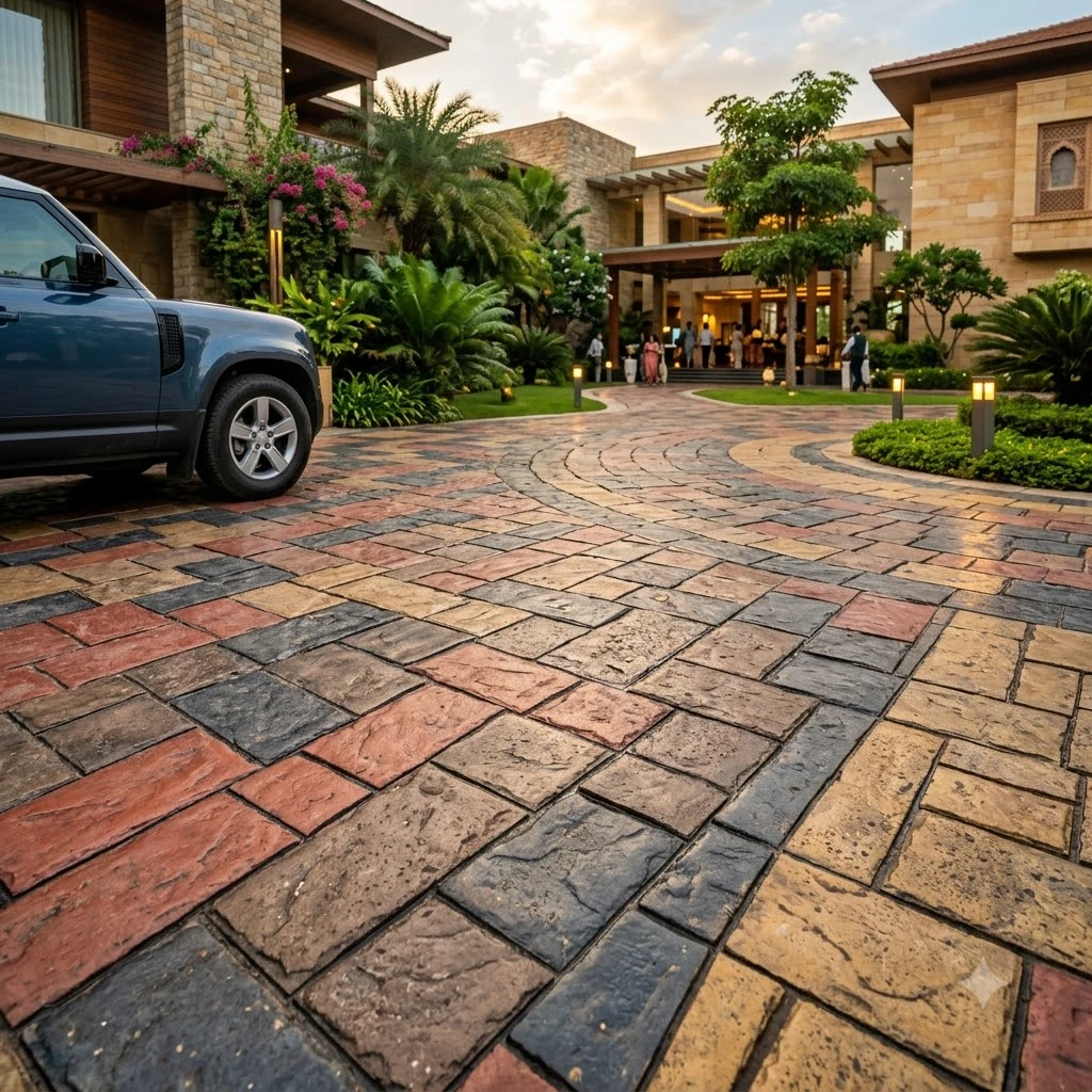 Color Block Ashlar Concrete Flooring - Image 2