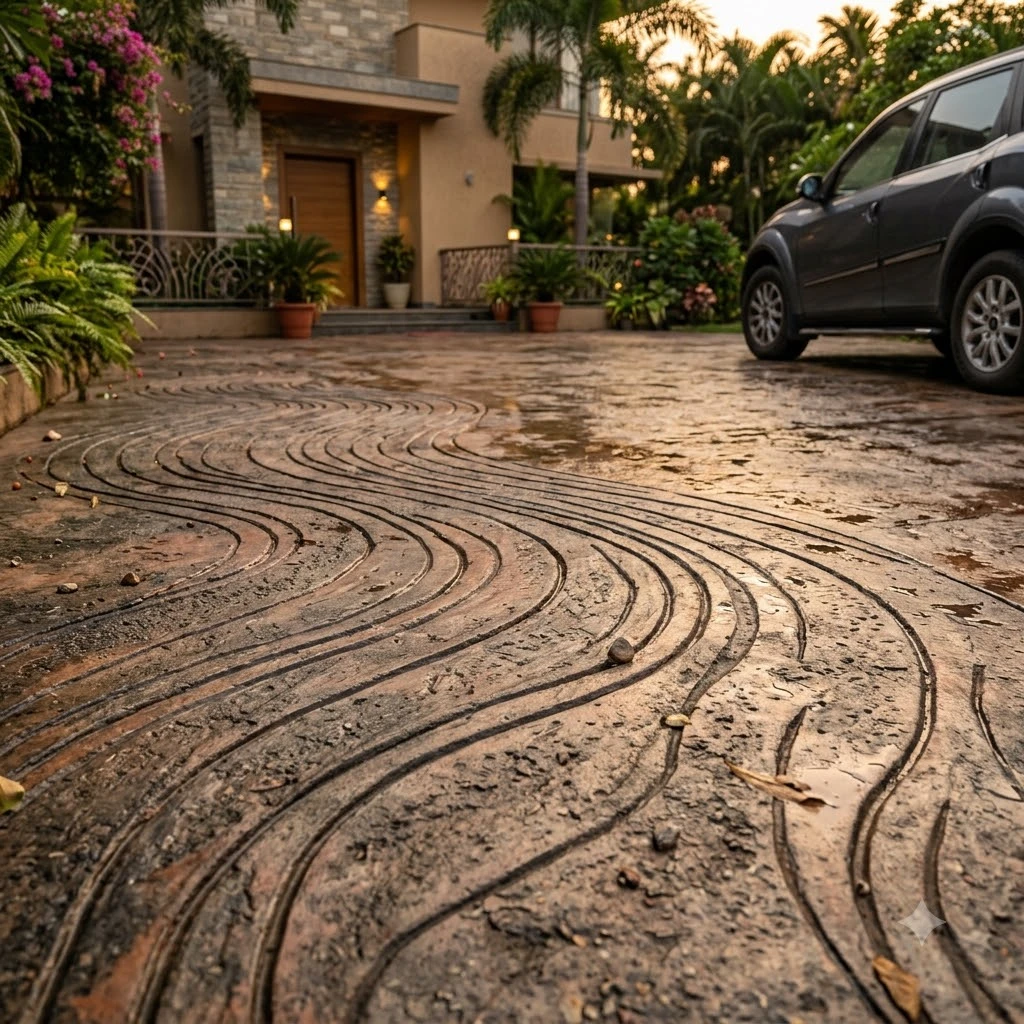 Curve Stamped Concrete Flooring
