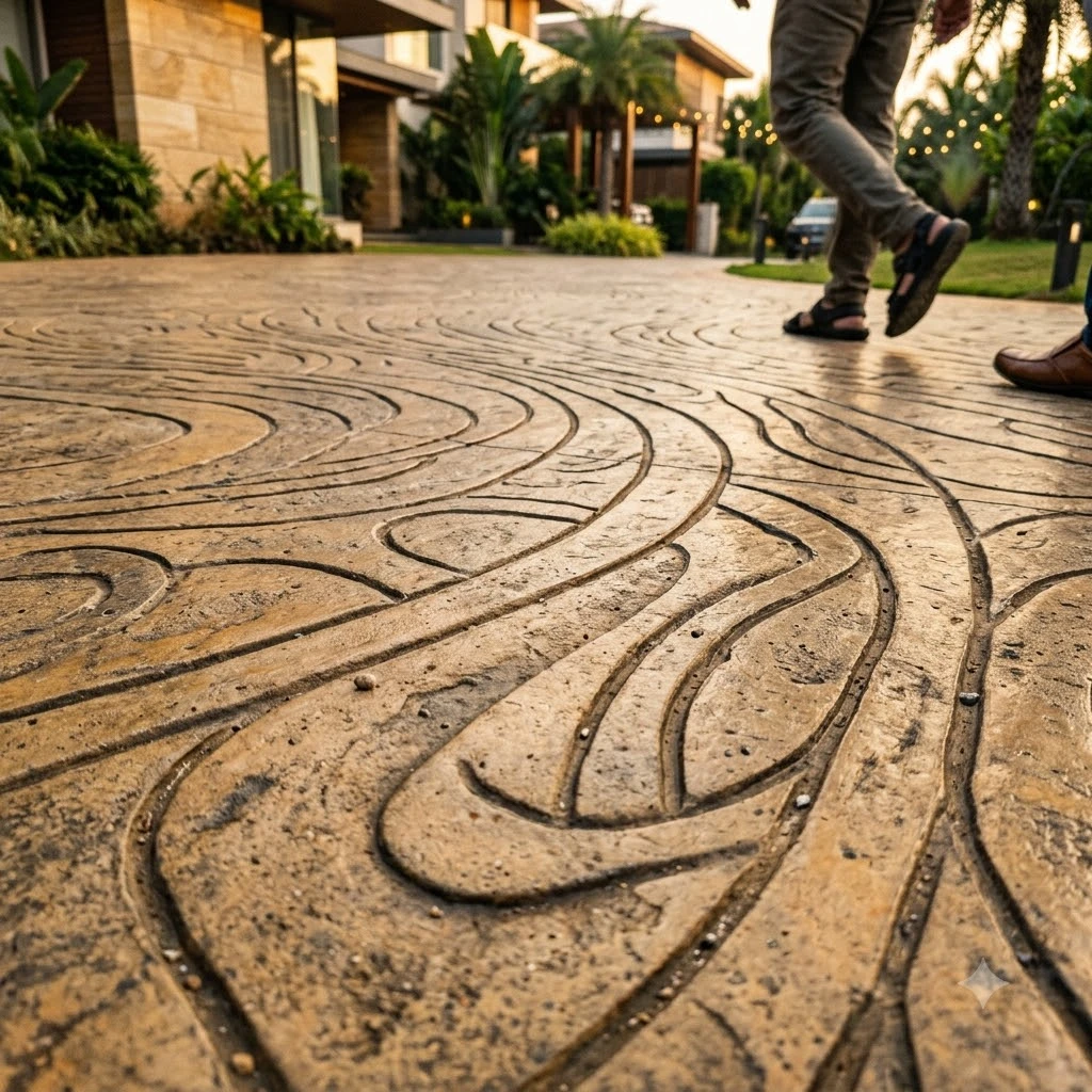 Curve Stamped Concrete Flooring - Image 3