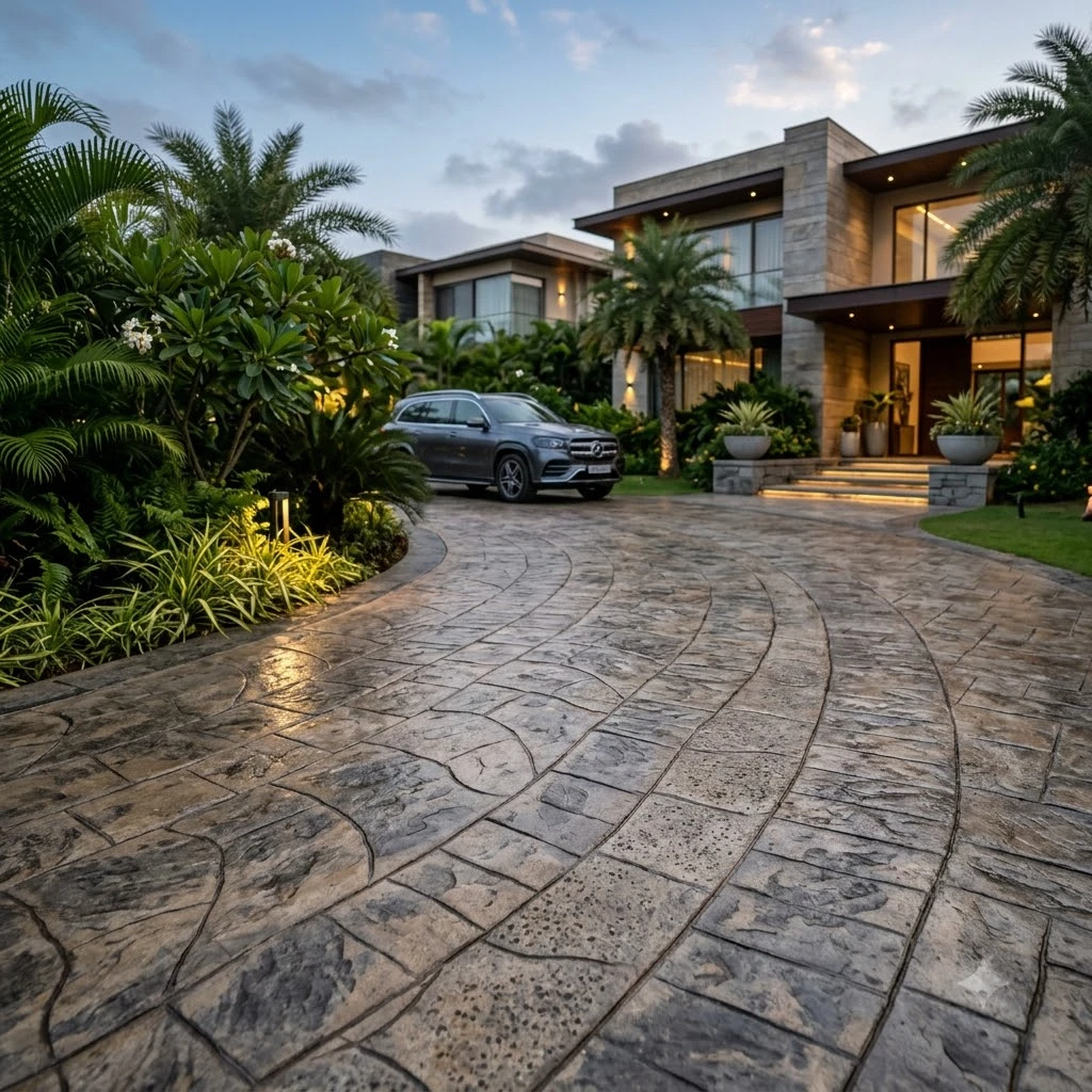 Curve Stamped Concrete Flooring - Image 4