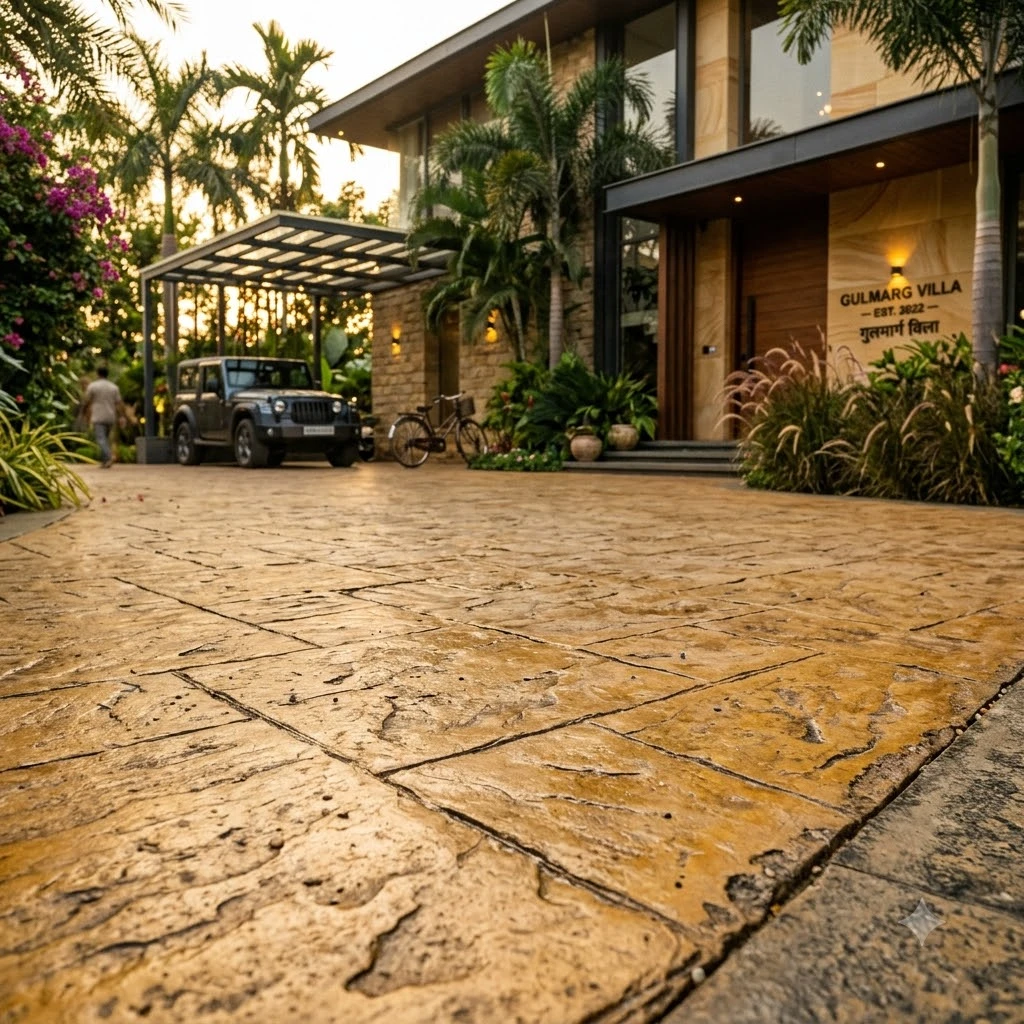 Mustard Stamped Concrete Flooring - Image 4