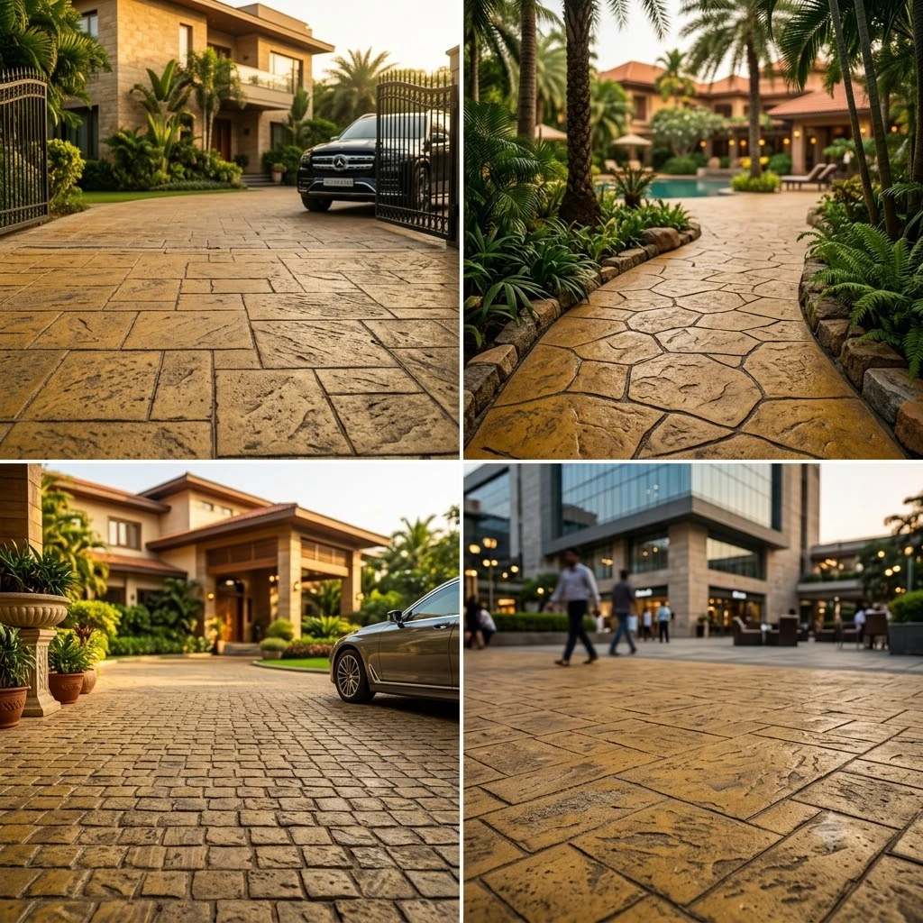 Mustard Stamped Concrete Flooring - Image 2