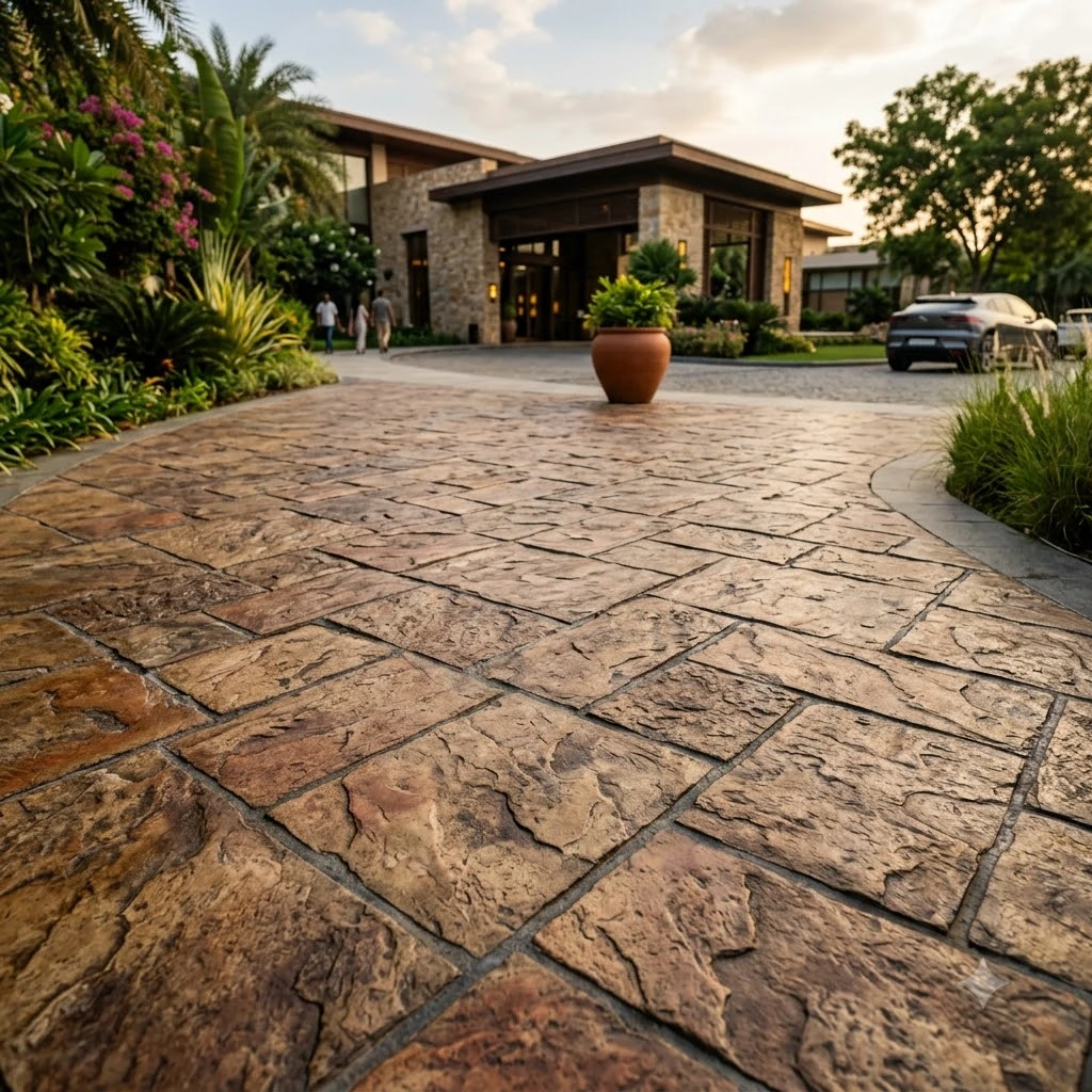 Coco Plum Stamped Concrete Flooring - Image 2