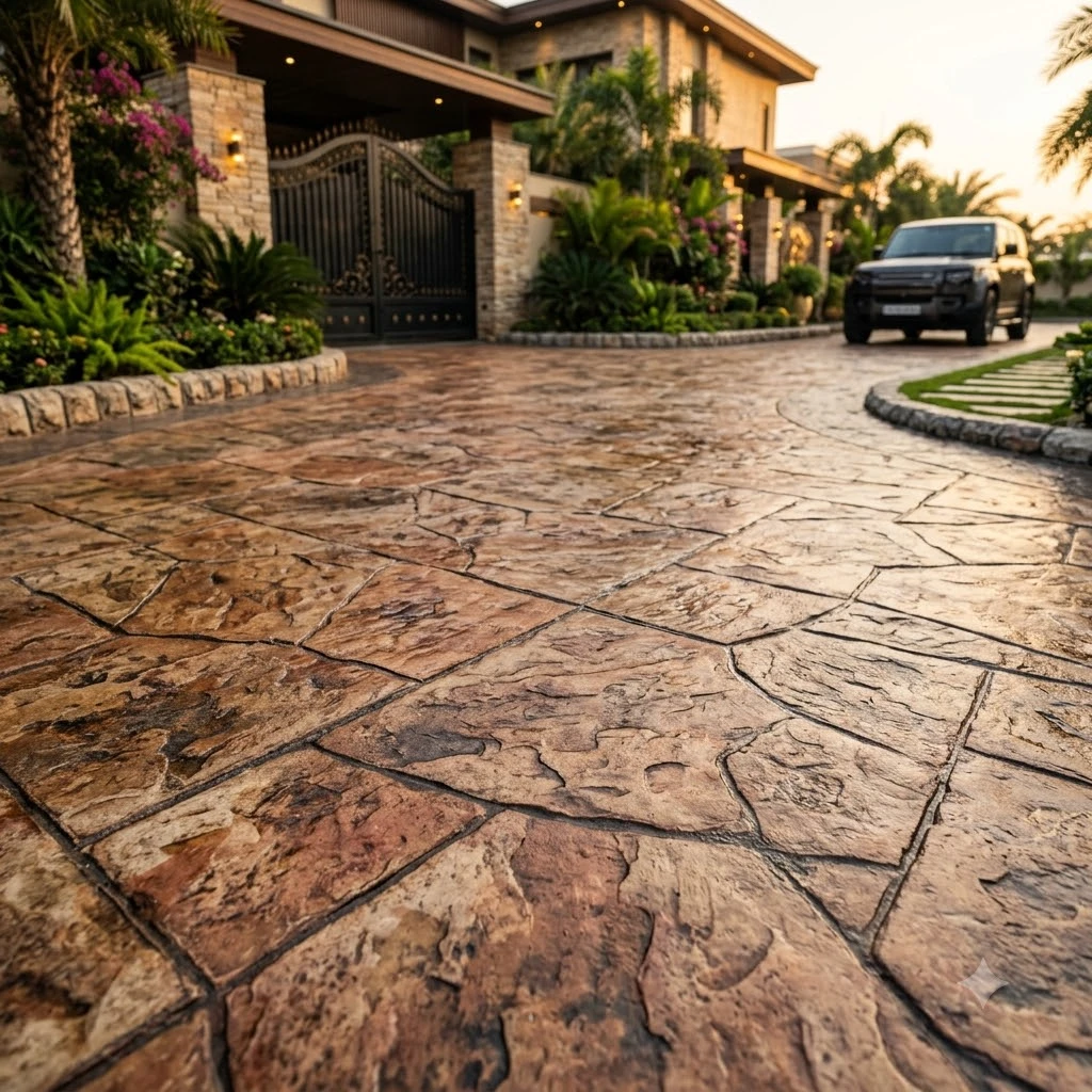Coco Plum Stamped Concrete Flooring - Image 3