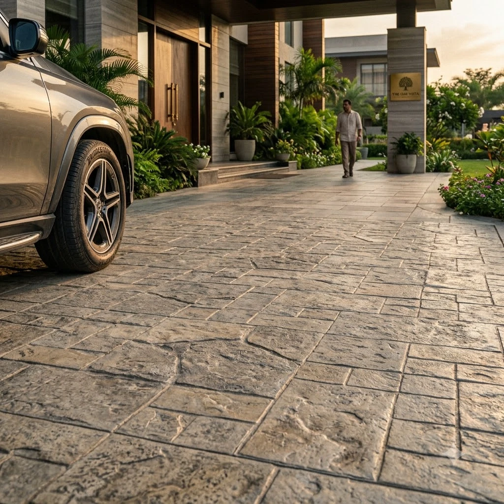 Random Stone Stamped Concrete Flooring - Image 4
