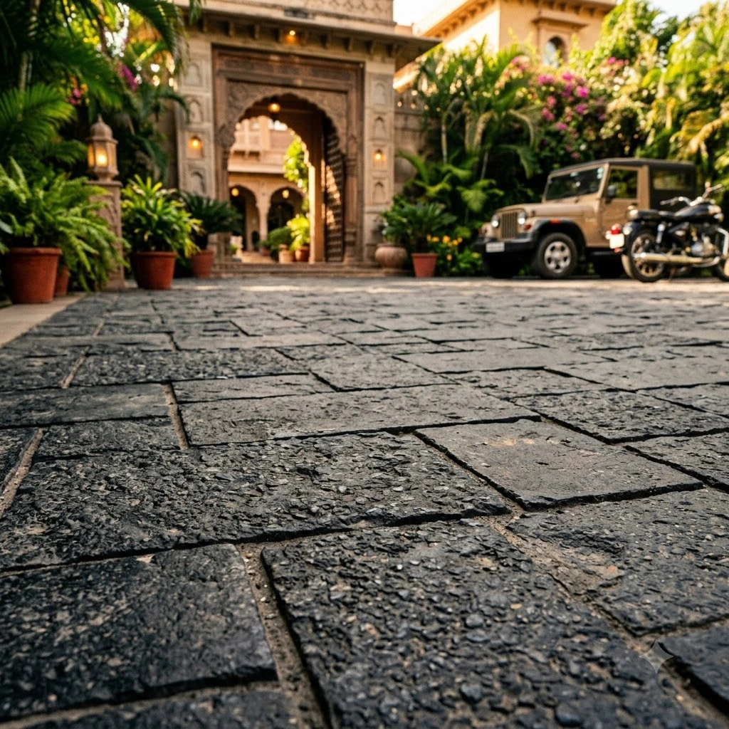 Black Textured Ashlar Concrete Flooring - Image 2